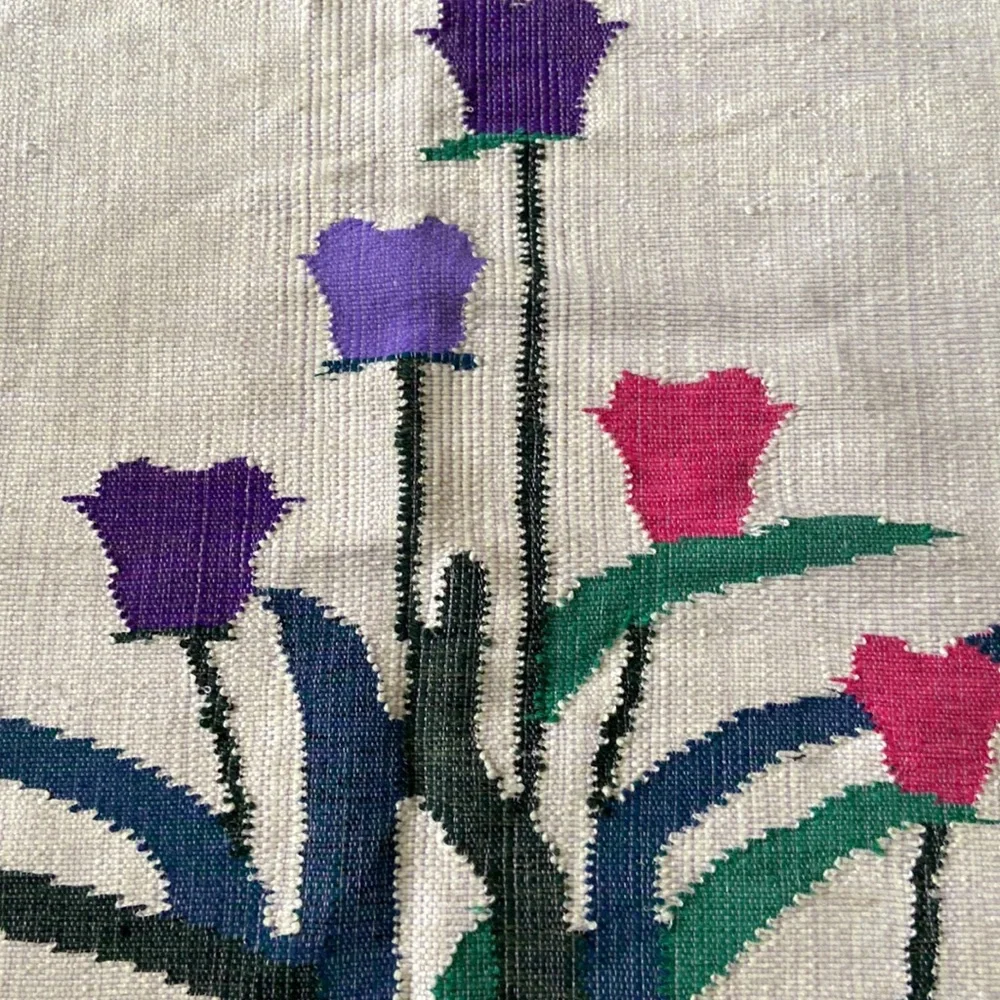 PURPLE FUCHSIA TULIPS WOVEN WALL ART TAPESTRY L34” W29” 🌷